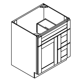 Vanity Combo Base Cabinet – Drawers Right