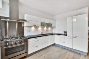 cabinet bazaar- premium quality kitchen cabinets- A modern kitchen interior in white colors