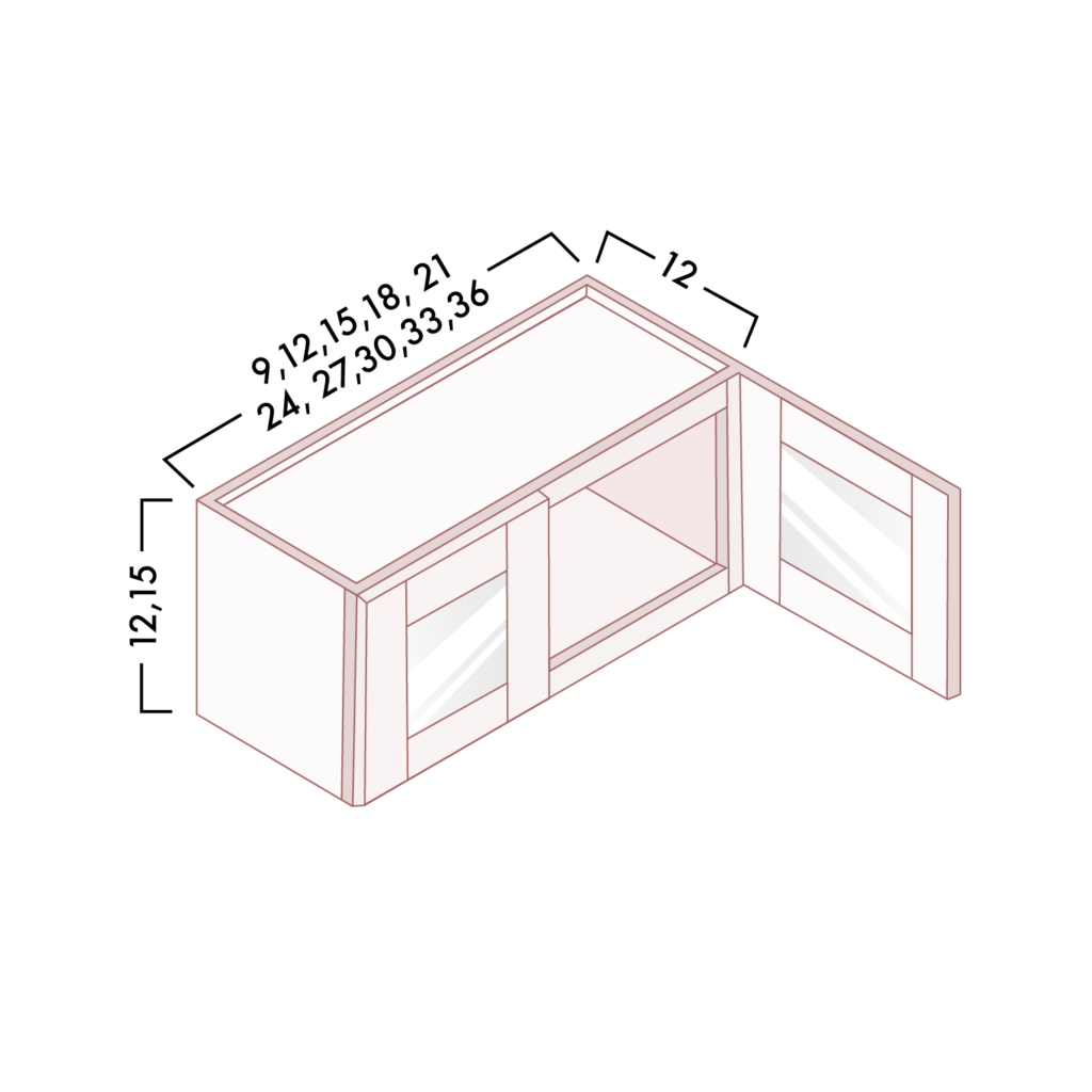 15"" HIGH GLASS DOOR WALL CABINETS