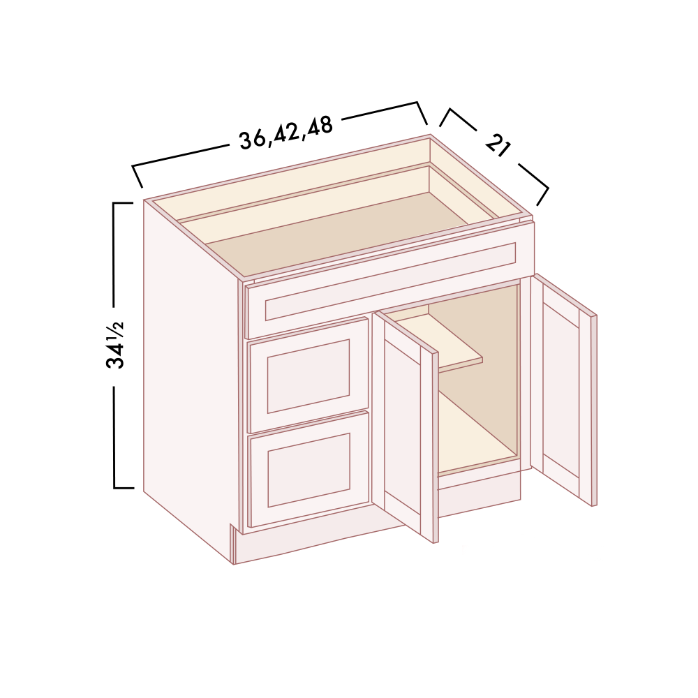 VANITY SINK COMBO - DRAWERS LEFT